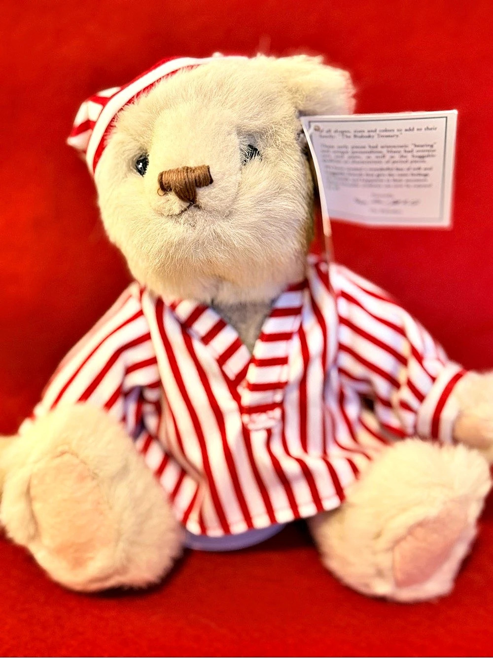 The Bialosky Treasury Fully Jointed Collectibles Teddy Bear in Red & White